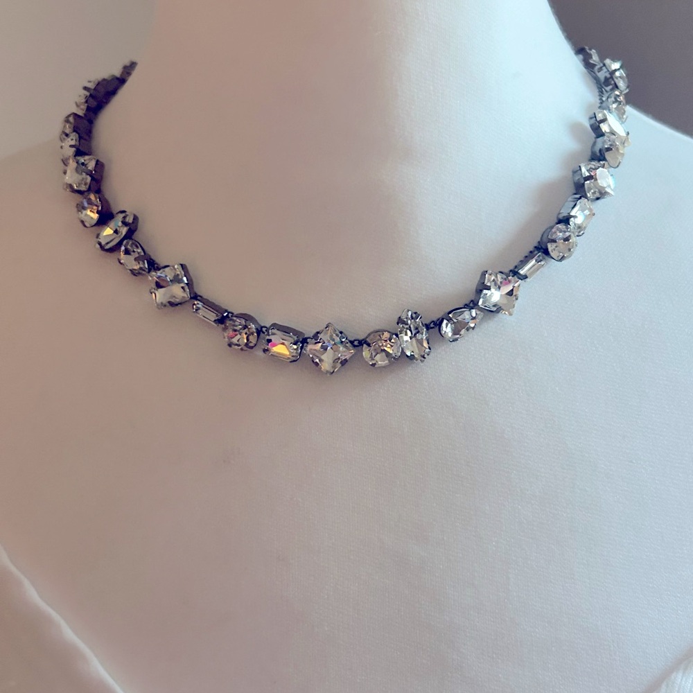 New Ornate Mixed Shape Multi-Stone Statement Prom Dressy Rhinestone Necklace